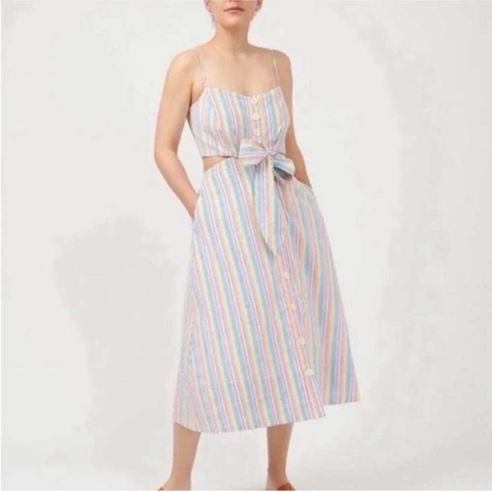 J. Crew rainbow stripe seersucker dress